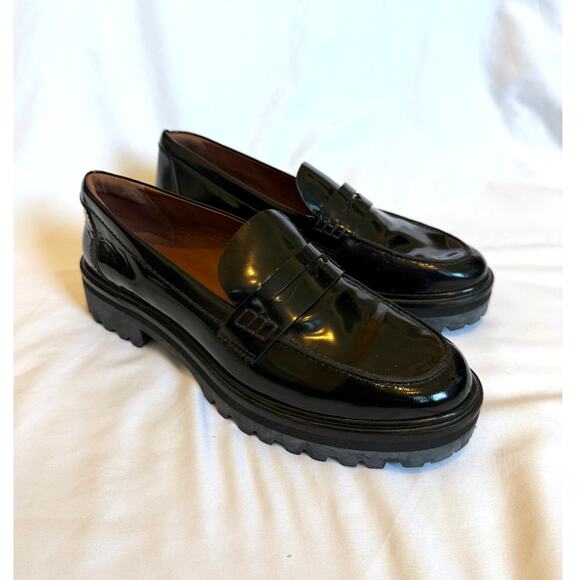 EUC Reformation Black Patent Leather Agathea Chunky Loafers, 8 - Picture 2 of 6